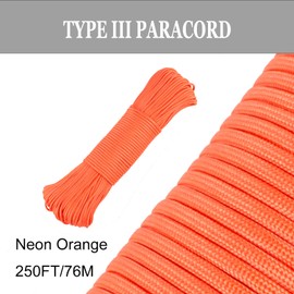FISHLUND - Cuerda de paracaídas de nailon de alta resistencia para camping, supervivencia, táctica y senderismo, color naranja neón