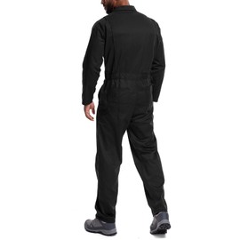 Toumett Coveralls for Men Long Sleeve Cotton Blend Work Jumpsuit with Multi Pockets Utility Work Wear(9001,Black,L)
