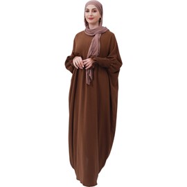 Lenmipot Islamic Women Jilbab Abayas Muslim Abaya Dress for Women Middle East Kaftan Dubai Fashion Dress Eid Outfits Prayer Clothes Coffee