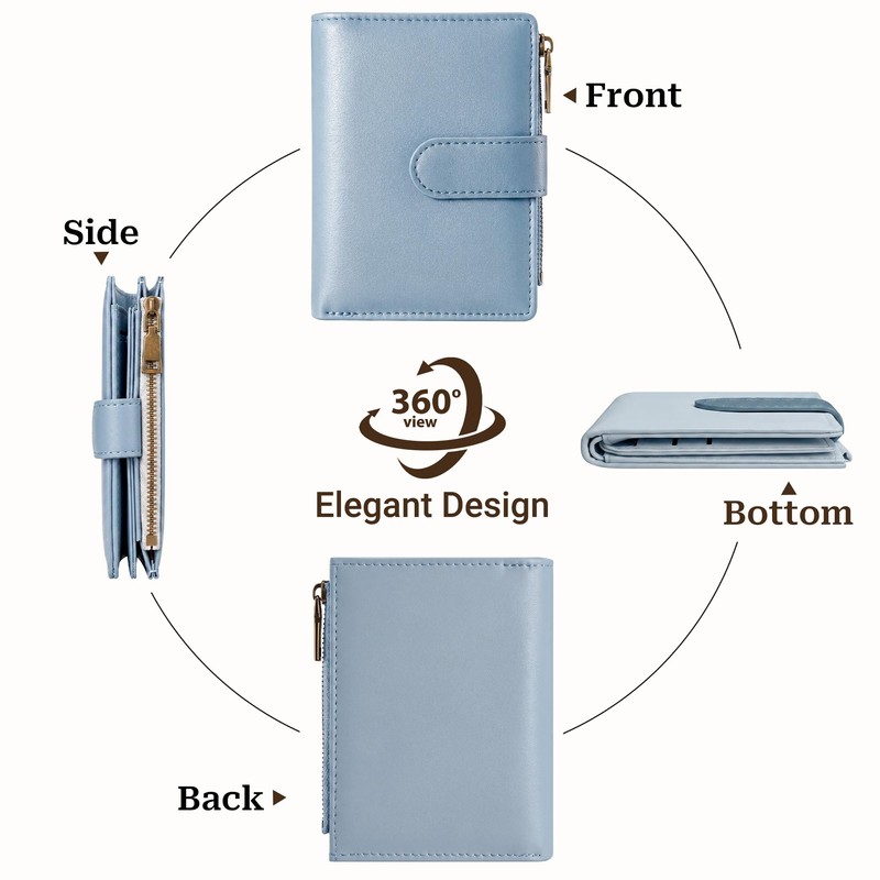 Espera Small Wallet Women Leather RFID Blocking Bifold Ladies Compact