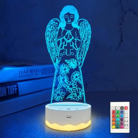 Lampeez Angel Lights Kids 3D Night Light Optical Illusion Lamp with 16 Colors Remote Control Changing Birthday Xmas Guardian Angel Gifts Idea for Boys and Girls