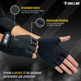 BULLAR Gym Gloves for Men and Women Workout Gloves for Weightlifting,Accessories Men,Hand Exercise Gloves with Half-Finger Length for Gym Workout Black S