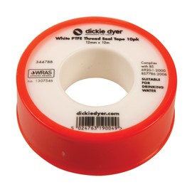Dickie Dyer 951652 PTFE Thread Seal Tape,Black/White,10pk 12 mm x 12m