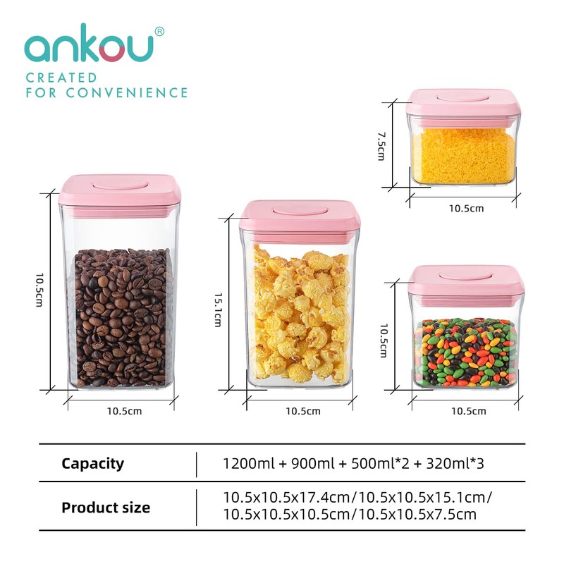 Ankou Airtight Food Storage Container - 7 Pcs One Button