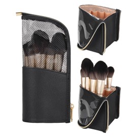 MONSTINA Makeup Brush Organzier Bag,High Capacity Portable Stand-Up Makeup Brush Holder,Professional Artist Makeup Brush Sets Case Waterproof Dust-proof Makeup Brush Cup