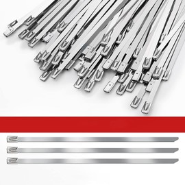 40pcs Metal Zip Ties, Stainless Steel Cable Ties, Silver Zip Ties Heavy Duty Self Locking Tensile Strength Suitable for Binding Cable, Garden Repair(7.9 x 150mm)