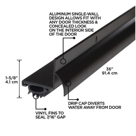 M-D Building Products 06056 36 in. Bronze Aluminum L-Shape Screw-on Under Door Seal
