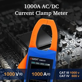 OWON Clamp Meter 1000A Smart AC/DC Clamp Meter with 1KHz Oscilloscope Record Function 3 in 1 Functions with 2.8-inch IPS LCD Display (CMS101)