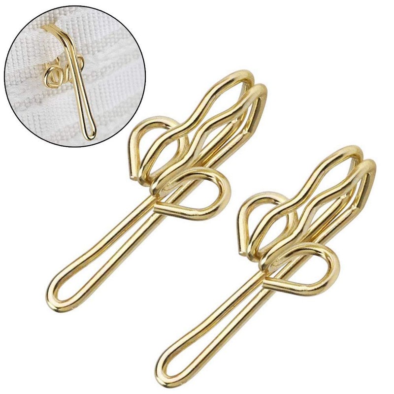 kuou 100 Pieces Brass Curtain Hooks, Metal Curtain Hook Brass