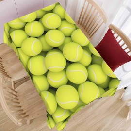 Beabes 52x70 Inch Tablecloth Tennis Balls, Sport Tennis Balls Yellow Non-Fading Table Covers Kitchen Dinning Tabletop Decoration, Washable Table Cloth for Outdoor and Indoor Use
