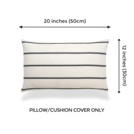Hofdeco Premium Mid Century Neutral Indoor Outdoor Lumbar Pillow Cover Only, 12"x20" Water Repellent for Backyard, Couch, Stripes
