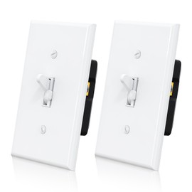 ELEGRP Digital Toggle Dimmer Switch for Dimmable LED, CFL and Incandescent Light Bulbs, Single Pole or 3-Way Toggle LED Dimmer Light Switch, Wall Plate Included, UL Listed, 2 Pack, White