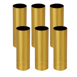 BQLZR 8cm Height 2.5cm Dia Bright Gold Double Line Chandelier Candle Light Cover Sleeves Socket for E14 Chandelier Pack of 6