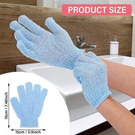 Sibba 6 Pieces Exfoliating Wash Mitts Dual Texture Bath Gloves for Shower Body Scrub Exfoliating Dead Skin Exfoliating Glove Natural Loofah Washcloth