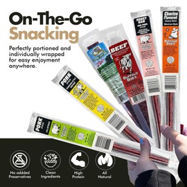 Buffalo Bob's Wild Game Meat Snacks (6 Pack), Beef Jerky Gift Set, Pork Jerky Sampler Variety, Snack Baskets for Men, Premium Gifts for Dad, Meat Gift Box, Assorted Snacks for Men | Traditional Pack