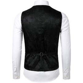 PARKLEES Mens Luxury Metallic Paisley Gold Printed Waistcoat Shiny Wedding Prom Party Vest for Suit or Tuxedo Gold XL