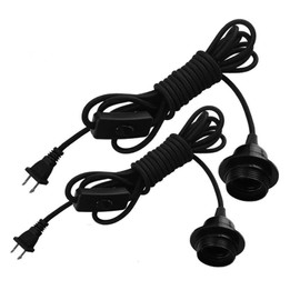 FadimiKoo Pendant Light Kit 2 Pack, E26/E27 Lamp Kit, 12ft Vintage Edison Hanging Pendant Light Cord Kit with On/Off Switch UL Listed