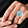 AeraVida Charmings Light Blue Crystal Cluster Stone Adjustable Ring