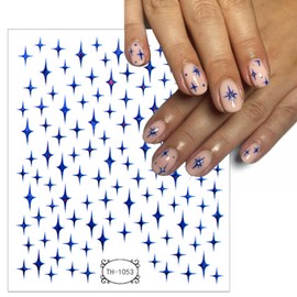 5 Sheets Colorful Star Nail Stickers for Nail Art Holographic Metallic Stars Nail Decals 3D Self-Adhesive Bronzing Luxury Laser Red Blue Star Nail Design Sticker for Women Girls Manicure Decoration