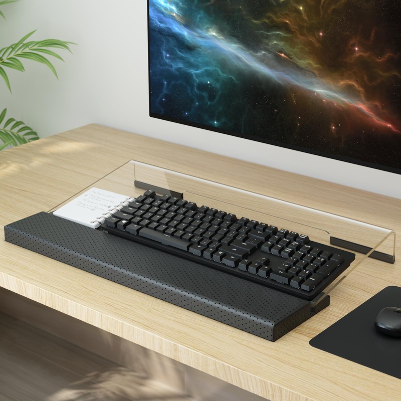 Kovesayi Acrylic Keyboard Stand with Ergonomic PU Leather Wrist Rest