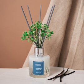 Airkeep Reed Diffuser Set,3.38 fl oz (100 ml) - Cinnamon Vanilla Oil Diffusers with 8 Reed Sticks, Home Fragrance Reed Diffuser for Bathroom Shelf Decor