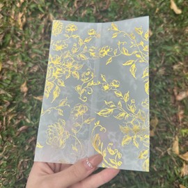 Puremigo 50 Pack Pre-Folded Vellum Jackets for 5x7 Invitations - Gold Foil - 115GSM Vellum Paper 5x7 Jackets - Vellum Wedding Invitations Wraps - Transparent Wedding Invitations Jacket