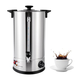 SanBouSi Commercial Stainless Steel Coffee Urn 100 Cup 15L Large Capacity Coffee Maker Removable Filter Hot Water Dispenser Large Coffee Thermos with Percolator Automatic Temperature Control