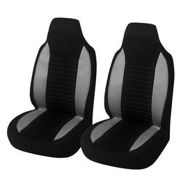 Car Front Seat Covers, Bucket One-Piece Auto Front Seat Protectors, 2PCS Premium Breathable Vehicle Seat Cushions Airbag Compatible, Car Accessories Universal for SUVs, Trucks, Car (Gray)