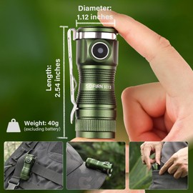 Sofirn SC13 519A, Mini Torch, 5K Colour Temperature, Colour Restore, 1100LM, 150M Irradiation Distance, IPX8 Waterproof, AL6061, EDC Torch for Camping, Hiking, Emergency (Green)