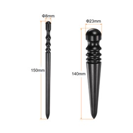 sourcing map 2pcs Leather Edge Burnisher Tool 2 Type Black Ebony Wood 4 Grooves Slim Stick & Round Head Wood Edge Slicker Leather Burnishing Tool for Polished Edges Craft Leathercraft Working