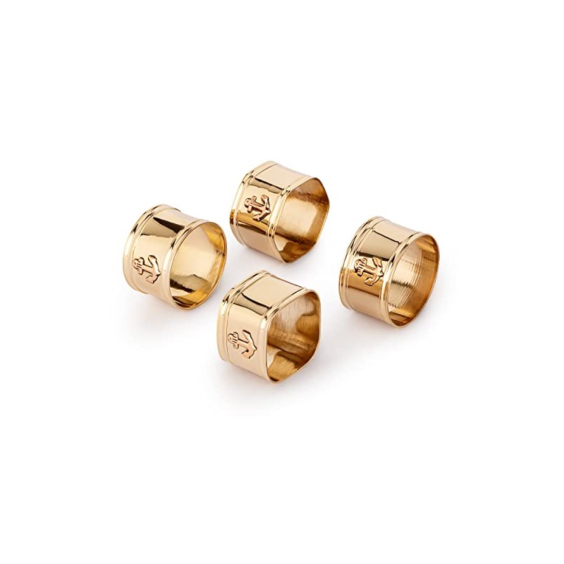 NKlaus Maritime Napkins Rings Set Brass Gold 4 Different Shapes