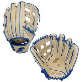 SSK Z7 Specialist Outfield Baseball Glove –12.5” - 12.75” – Right & Left Hand Throw (12.5" - Left Hand Throw, Camel/Royal)