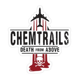 Elizabeth 3 PCs Stickers Jet Chemtrails Red & Grey Logo 3 x 4 Inch Die-Cut Wall Decals for Laptop Window Car Bumper Helmet Water Bottle