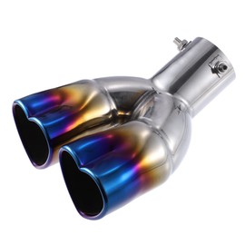 A ABSOPRO Car Double Exhaust Tip Pipe Heart Shape 2.5 Inch Metal Blue Baked