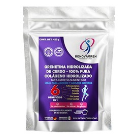 Grenetina Hidrolizada de Cerdo Frmula Alemana 100 Pura - Colgeno Hidrolizado en polvo 420 gramos - 95 de biodisponibilidad - Salud Articular, Huesos  
