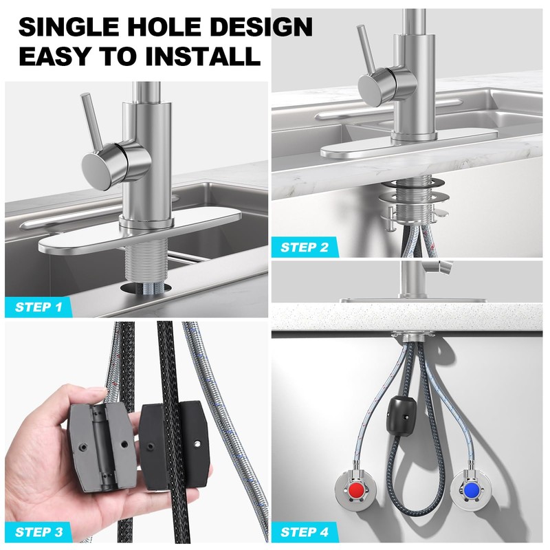 AVSIILE Brushed Nickel Kitchen Faucets with Pull Down Sprayer &