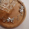 Bufenia Leaf Wedding Bridal Hair Vine Rhinestone Headpiece Silver Bridal