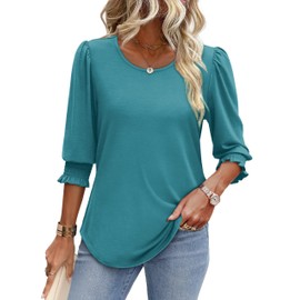 XIEERDUO 3/4 Sleeve Tops for Women Dressy Casual Womens Business Casual Clothing Tunics Or Tops to Wear with Leggings XXL