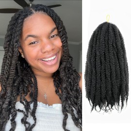 Vustbeauty Marley Twist Braiding Hair 14 Inch Marley Twist Hair Cuban Twist Hair 4 Packs Afro Kinky Curly Twist Crochet Hair Synthetic Marley Hair Extensions (14 Inch 4packs, 1B)