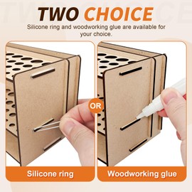 HESHUYU Wooden Paint Brush Holder with Wood Glue 69 Holes MDF Paintbrush Holder Organizer Artist Brush Holder Paint Brush Stand Rack for Artist Brushes Pens Pencils