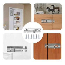 Door Bolt Stainless Steel, Bolt Lock, Pack of 6 Sliding Locks, Lock Bolt with Screws, Door Bolt Sliding Lock Accessories for Locking for Doors, Door Lock Inside, 74 mm