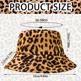 LUKIUP Reversible Leopard Print Fishing Hat Women Men Summer Sun Hat Foldable Bucket Hat Fishing Hat with Sun Protection for Summer, Holiday, Hiking, Beach, Shopping (Light Brown)