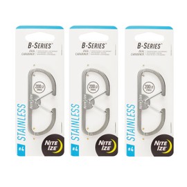 Nite Ize B-Series Dual Carabiner - Stainless Steel Double Carabiner - Perfect for Hiking, Camping, Holding Keychains & Managing Home Items - Style 4, 200 lb Weight Rating (3 Pack)