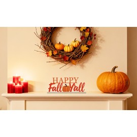 Metal Happy Fall Y'all Sign for Indoor Home Office Shelf Mantel, Tabletop Centerpiece Decoration (Fall)