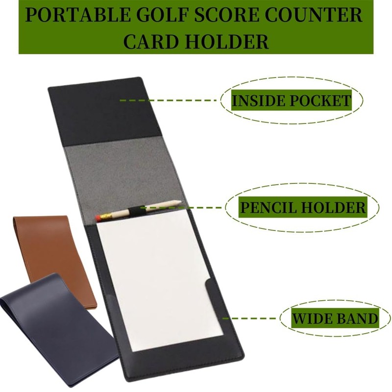 Golf Scorecard Holder, Leather Yardage Book Cover, Pocket-Size Golf Notebook