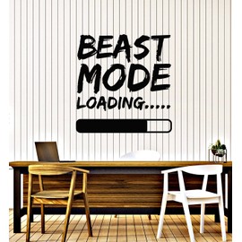Vinyl Wall Decal Phrase Beast Mode Loading Teen Boy Room Stickers Mural Large Decor (g3873) Black