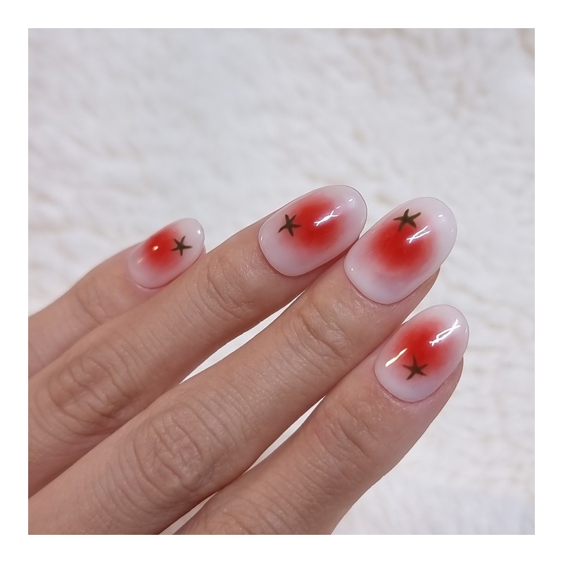 Tomato Cheek Handmade Nail Tips - Petit Square / 토마토