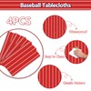 APUXXJUPA 4 Pcs Plastic Baseball Tablecloths, Rectangle Red Stripe Table