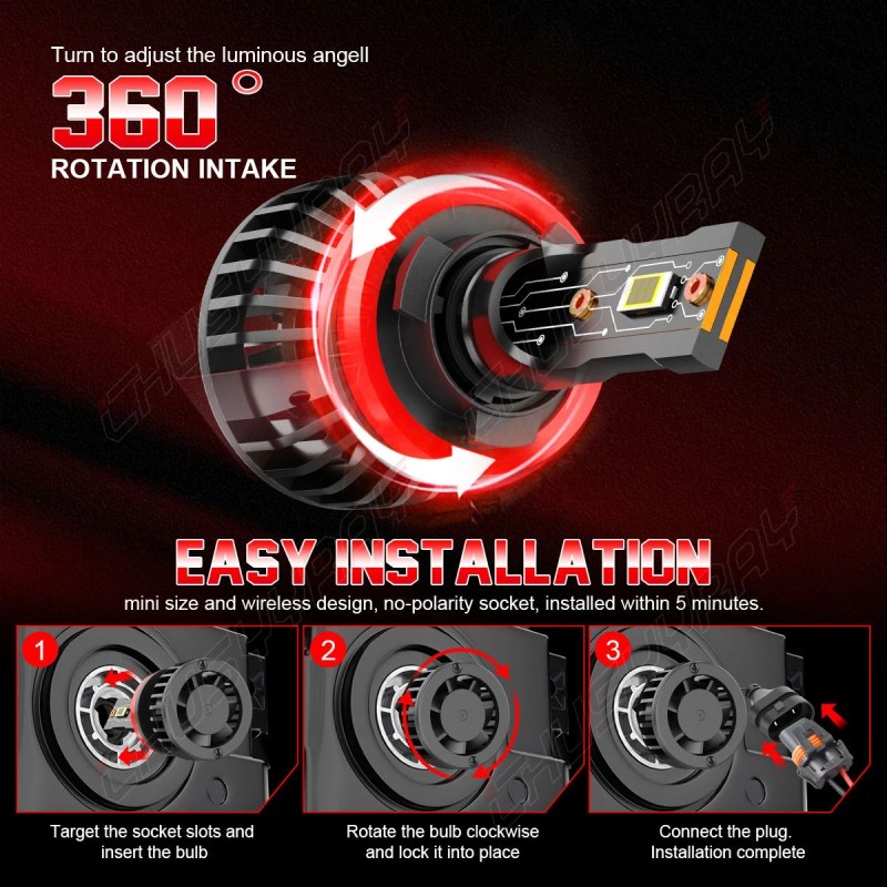 CHUSYYRAY For Chevy Impala 2006 2007 2008-2013 Combo 4X 6000K