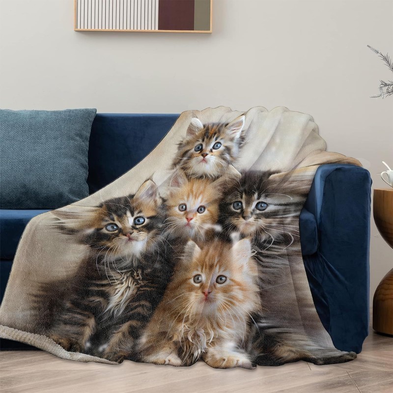 Mounidso Cat Blanket, Kitten Flannel Blanket Gifts for Women, Soft